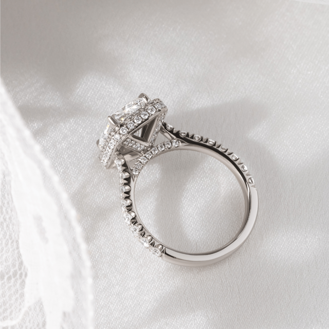 1.80ct Lab Grown Radiant Platinum Solara Halo Engagement Ring