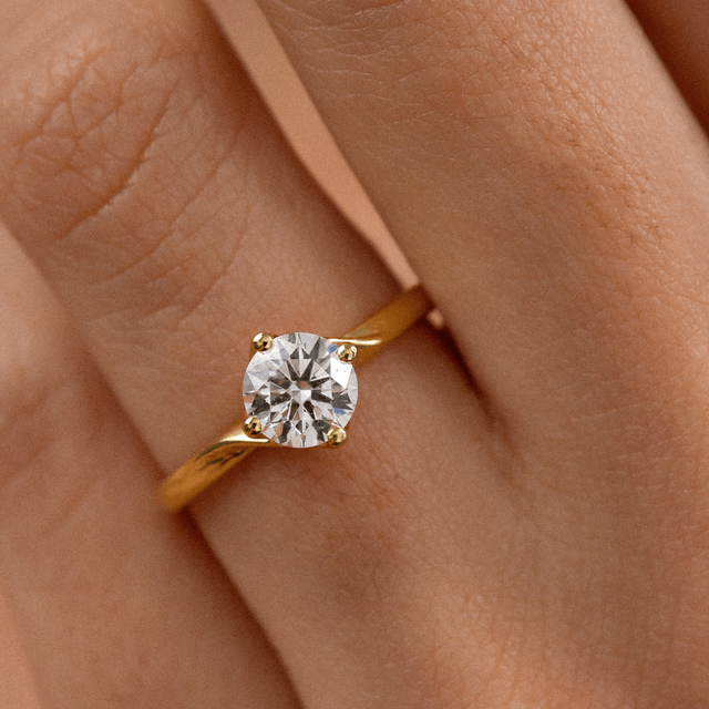 Jolene Yellow Gold Solitaire Engagement Ring Round Lab Diamond - 0.90ct