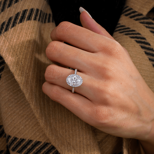 1.80ct Augusta Platinum Halo Engagement Ring Oval Lab Diamond