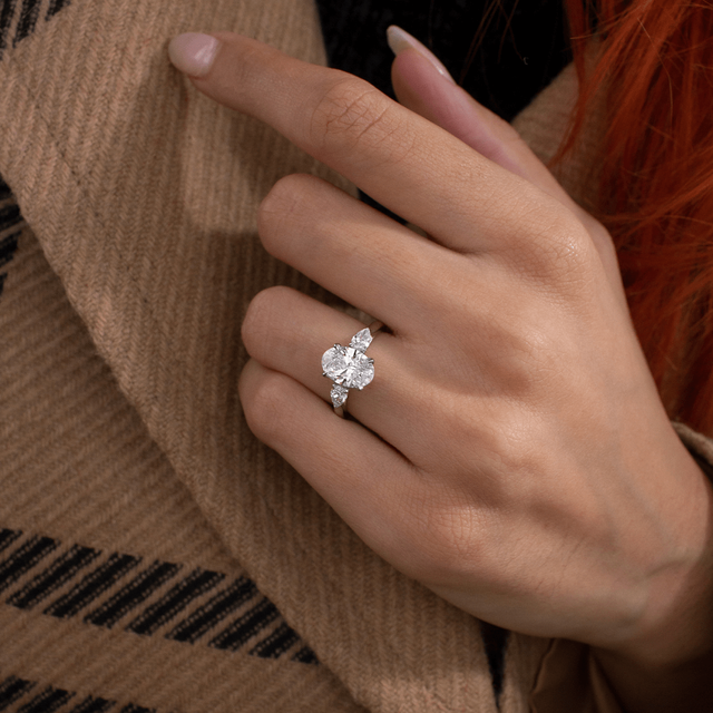2.20ct Nimi Platinum Trilogy Engagement Ring Oval Lab Diamond