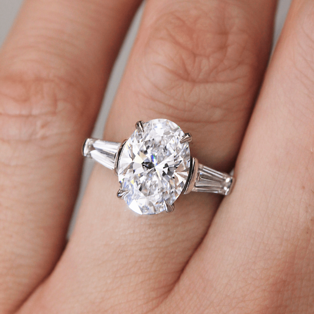 3.00ct Kenzo Platinum Trilogy Engagement Ring Oval Lab Diamond