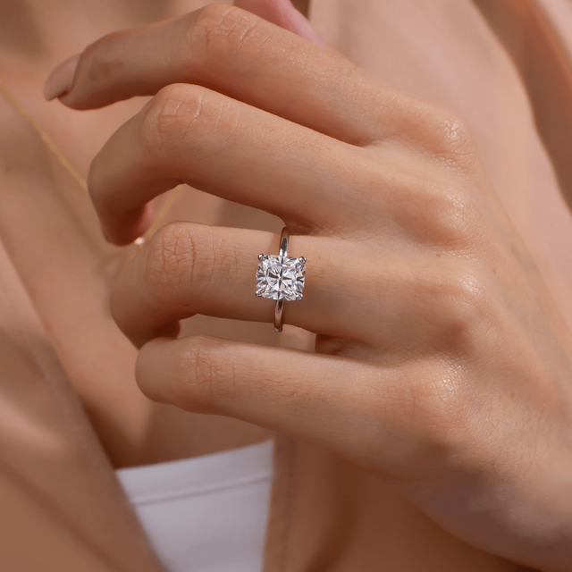 Platinum Solitaire Engagement Ring Cushion Lab Diamond, Chelsea  - 1.70ct