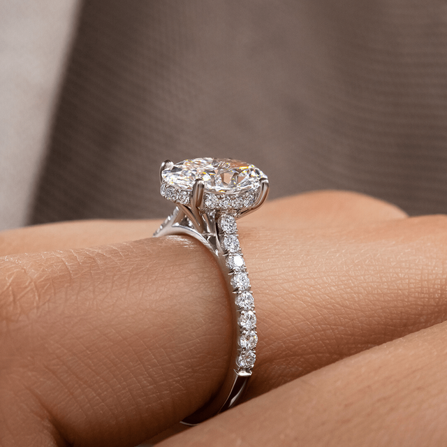 2.20ct Lab Grown Oval Platinum Aisha Hidden Halo Engagement Ring