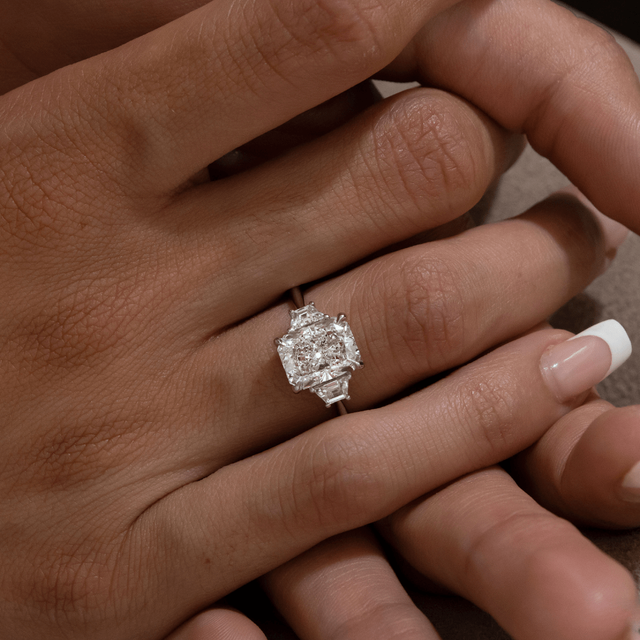 3ct Lab Grown Radiant Platinum Treya Trilogy Engagement Ring