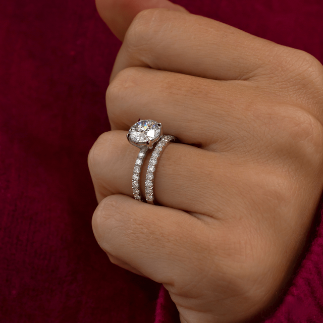 2ct Lab Grown Round Cut Diamond Engagement Bridal Ring Sets