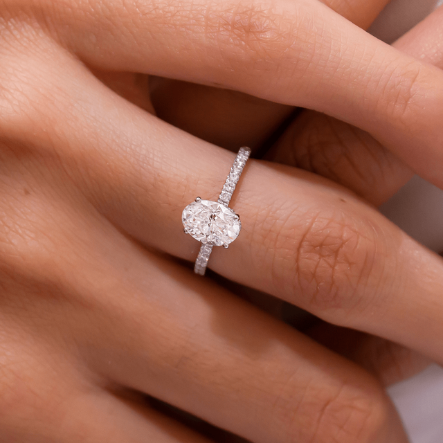 Sadie Platinum Hidden Halo Engagement Ring Oval Lab Diamond - 1.00ct