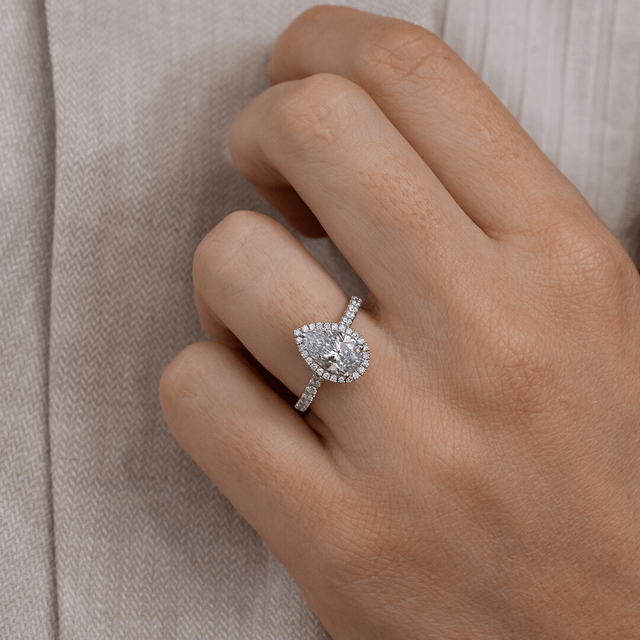Maya Platinum Halo Engagement Ring Pear Diamond - 1.50ct