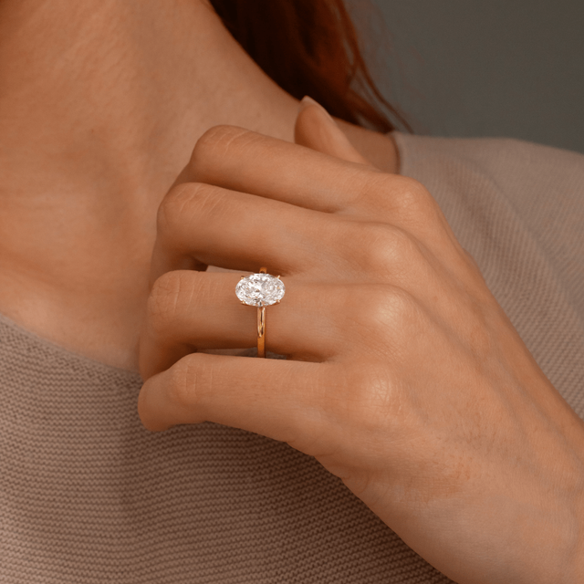 2 Carat Lab Grown Oval Cut Diamond Yellow Gold Jennifer Solitaire Hidden Halo Engagement Ring