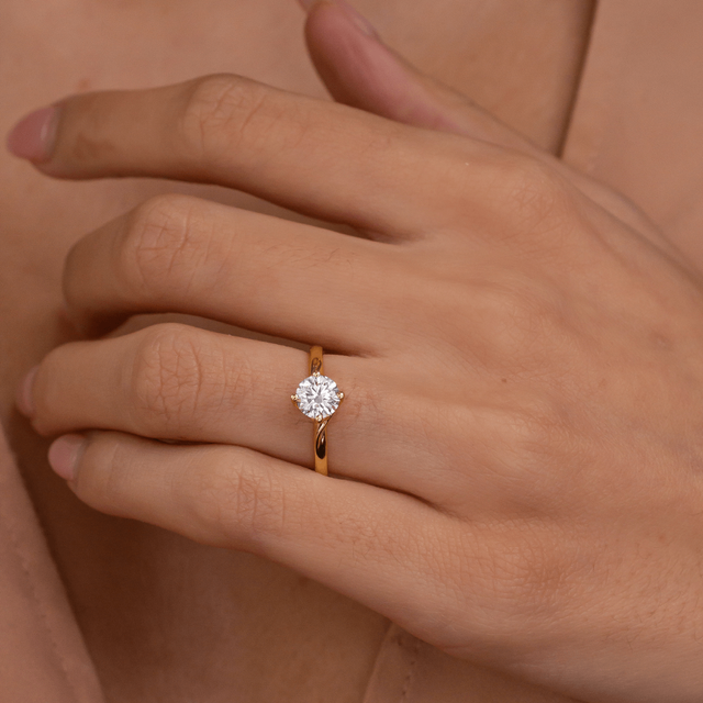 Jolene Yellow Gold Solitaire Engagement Ring Round Lab Diamond - 0.90ct
