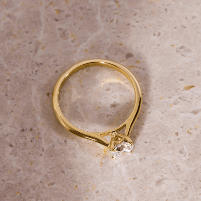 Tulip Yellow Gold Solitaire Engagement Ring Round Diamond - 0.50ct