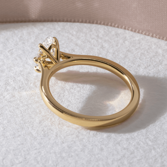 Solitaire Six Prong Engagement Ring Marquise Lab Diamond, Rose - 1.20ct