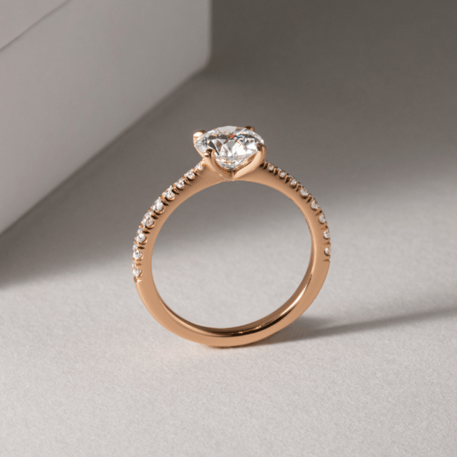 Firefly Rose Gold Pave Engagement Ring Round Lab Diamond - 1.20ct