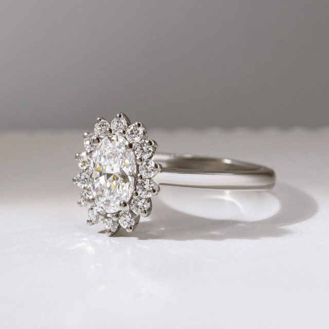 1.20ct Diana Platinum Cluster Engagement Ring Oval Lab Diamond