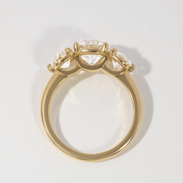 Moonlight Yellow Gold Trilogy Engagement Ring Oval Lab Diamond - 1.80ct