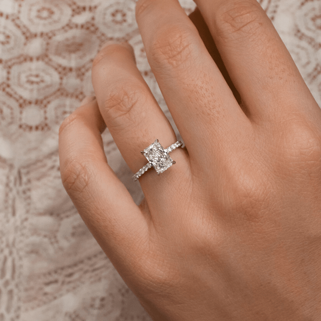 1.90ct Lab Grown Radiant Platinum Aisha Hidden Halo Engagement Ring