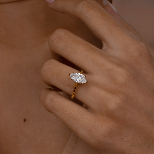 Juliette Yellow Gold Hidden Halo Engagement Ring Marquise Diamond - 1.50ct