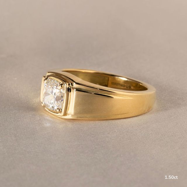 Jayden Yellow Gold Bezel Claw Set Men's Engagement Ring