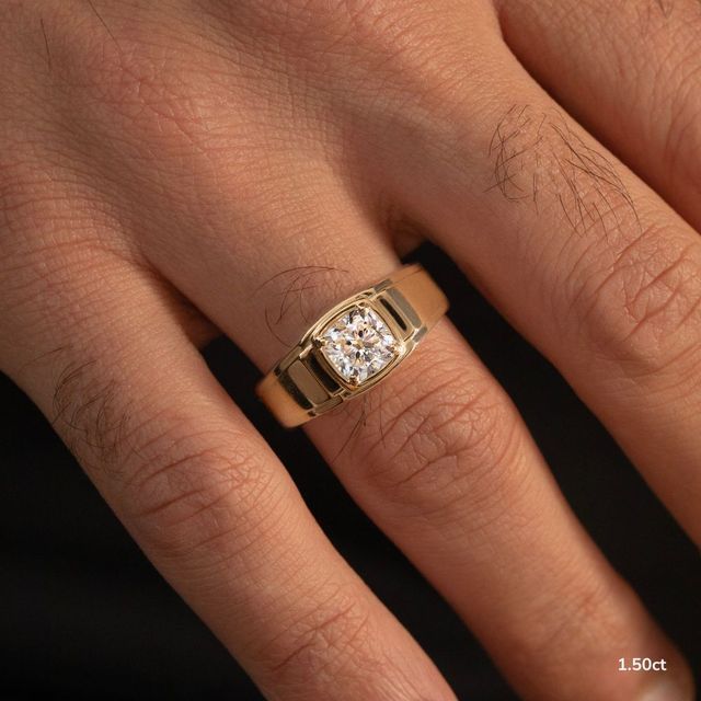 Jayden Yellow Gold Bezel Claw Set Men's Engagement Ring