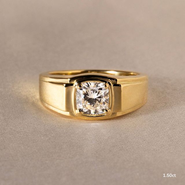 Jayden Yellow Gold Bezel Claw Set Men's Engagement Ring