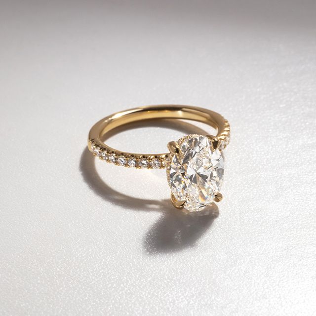 2.00ct Sadie Oval Lab Grown Hidden Halo Yellow Gold Engagement Ring