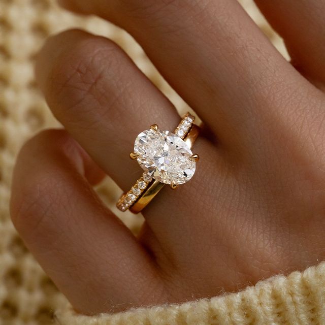 2.00ct Sadie Oval Lab Grown Hidden Halo Yellow Gold Engagement Ring