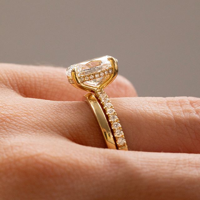 2.00ct Sadie Oval Lab Grown Hidden Halo Yellow Gold Engagement Ring