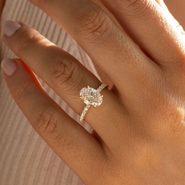 1.40ct Samara Yellow Gold Hidden Halo Engagement Ring Oval Lab Diamond