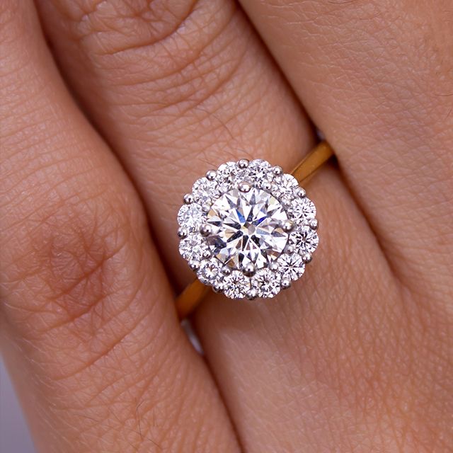 1.50ct Ava Platinum Halo Round Lab Diamond Engagement Ring