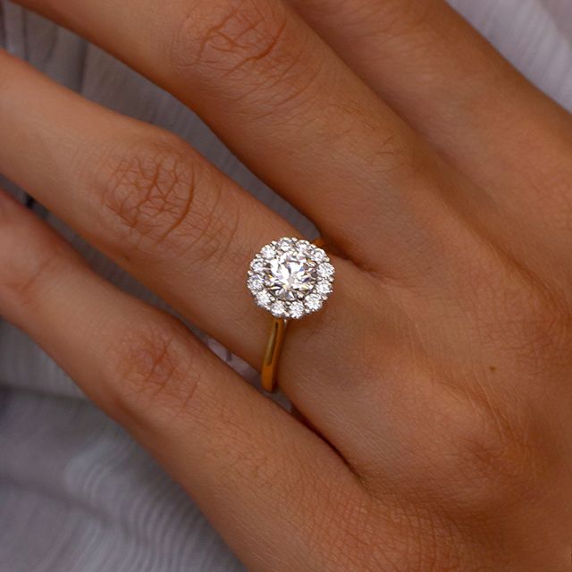 1.50ct Ava Platinum Halo Round Lab Diamond Engagement Ring
