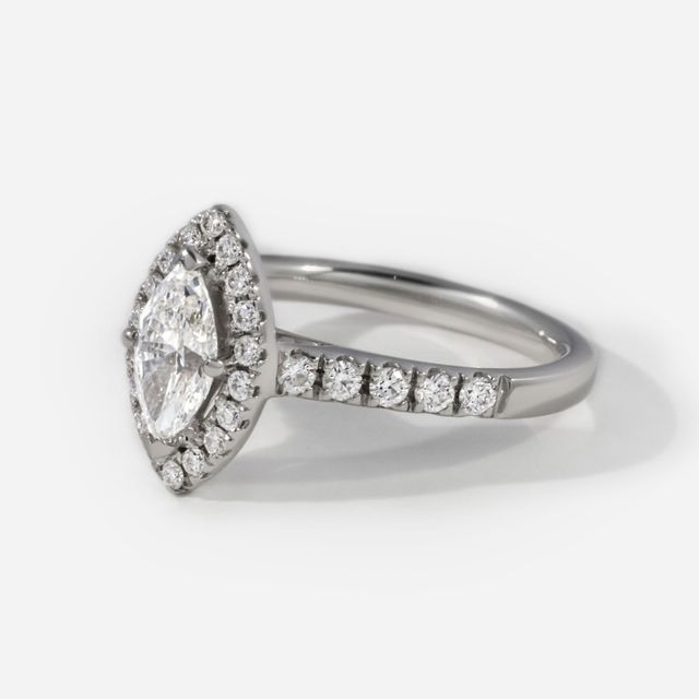 0.70ct Lab Grown Marquise Platinum Maya Petite Halo Engagement Ring