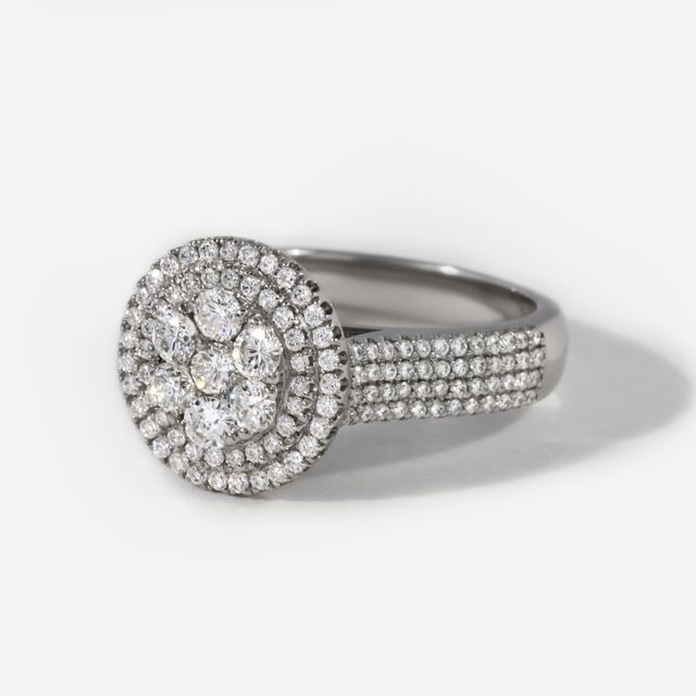 0.75 Ct Round Diamond Illusion Engagement Ring In White Gold