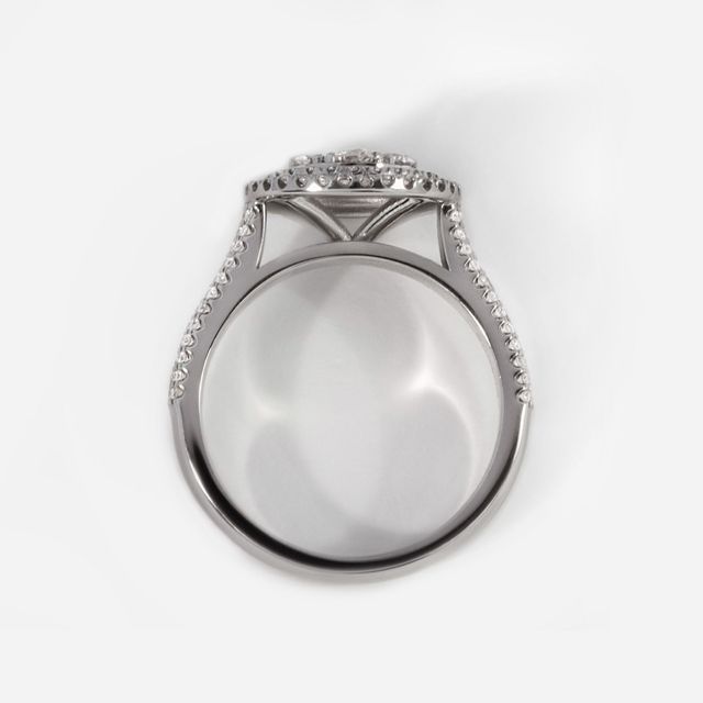 0.75 Ct Round Diamond Illusion Engagement Ring In White Gold