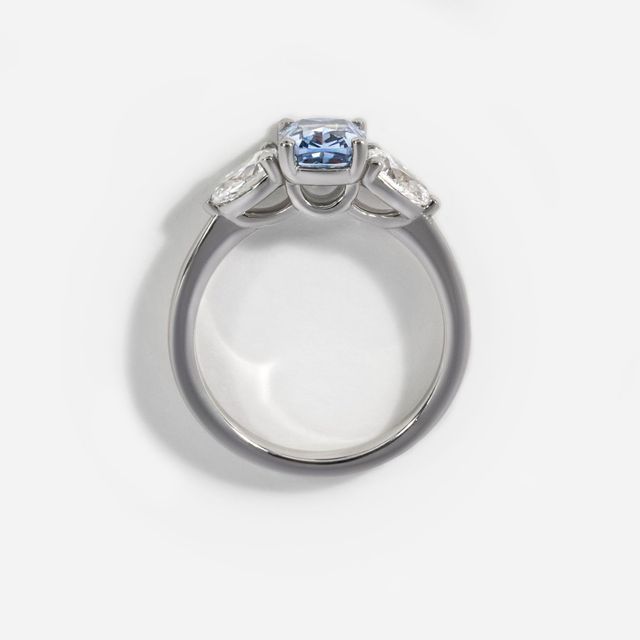 Lab Grown Cushion Vivian Trilogy Platinum Engagement Ring- 1.00ct