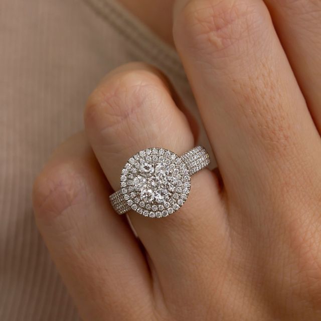 0.75 Ct Round Diamond Illusion Engagement Ring In White Gold