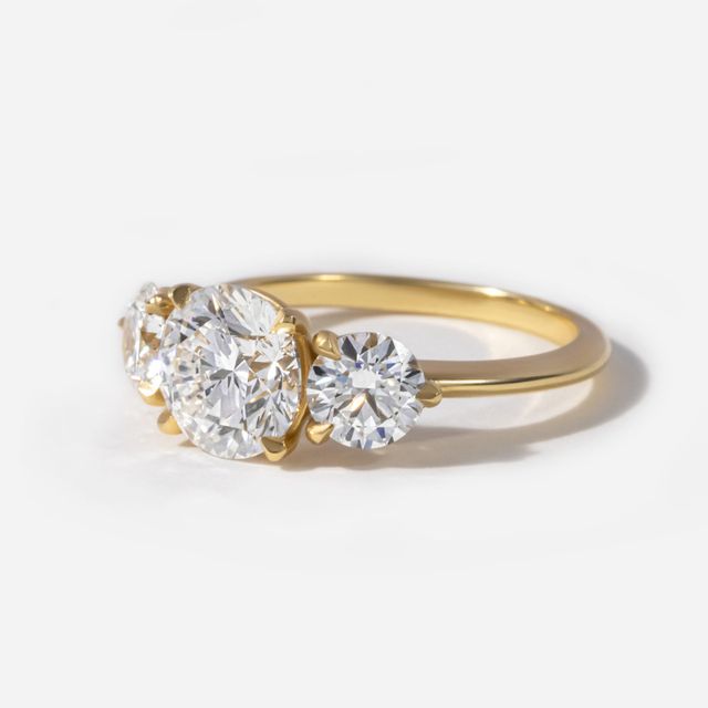 1.40ct Lab Grown Round Yellow Gold Trinity Engagement Ring