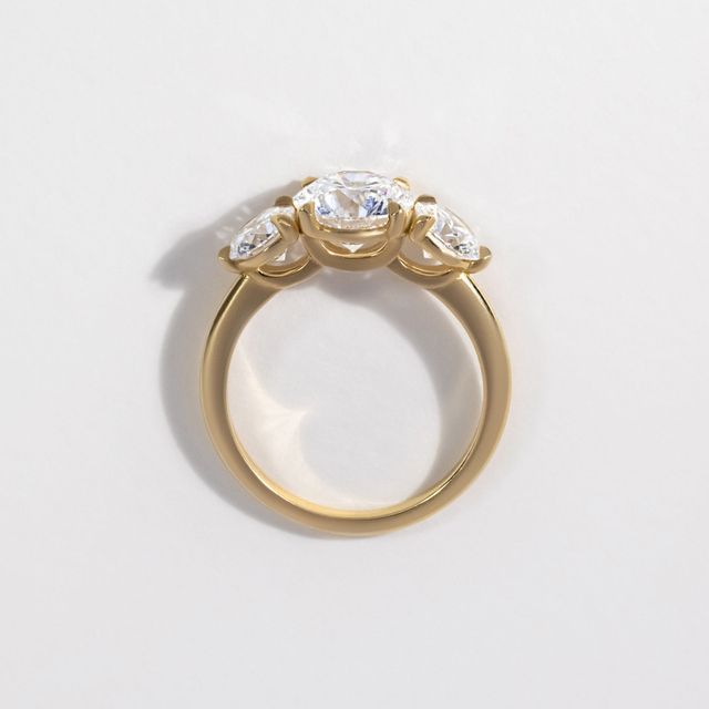 1.40ct Lab Grown Round Yellow Gold Trinity Engagement Ring