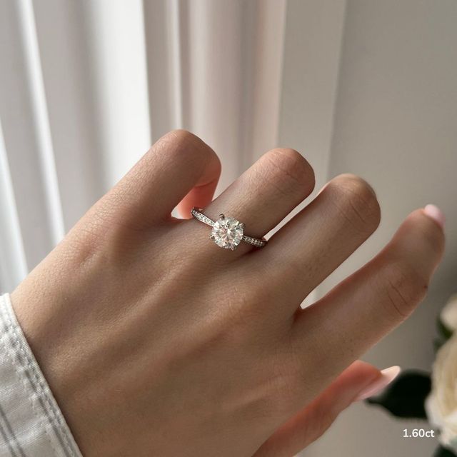 Naomi White Gold Tapered Grain Set Engagement Ring