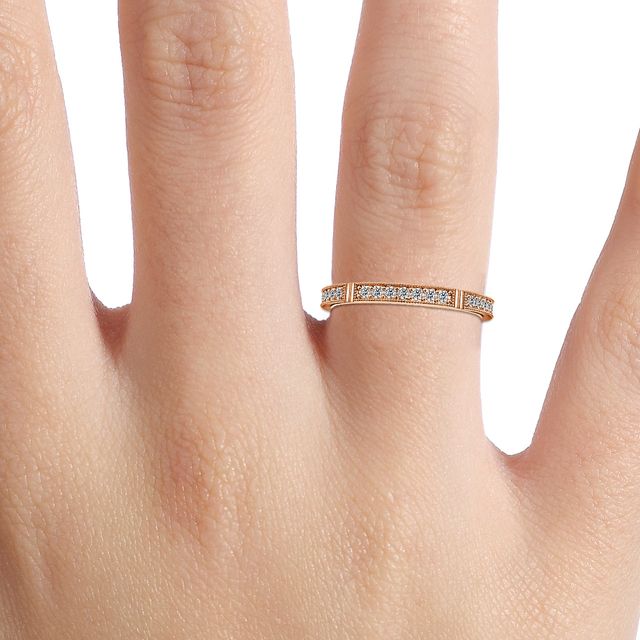 Amahle Rose Gold Pave Band Round Diamond Wedding Ring