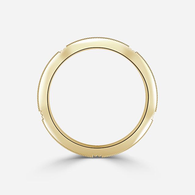 Amahle Yellow Gold Pave Band Round Diamond Wedding Ring