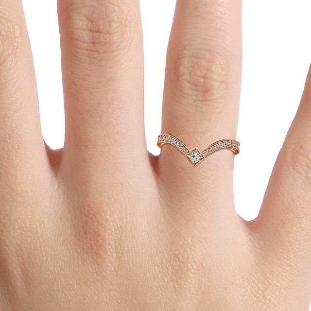 Genevieve Rose Gold V-Shaped Wedding Ring
