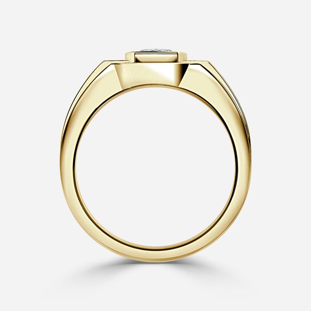 Jayden Yellow Gold Bezel Claw Set Men's Engagement Ring