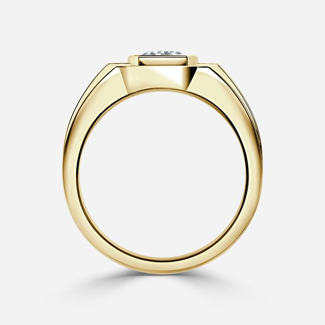 Jayden Yellow Gold Bezel Claw Set Men's Engagement Ring