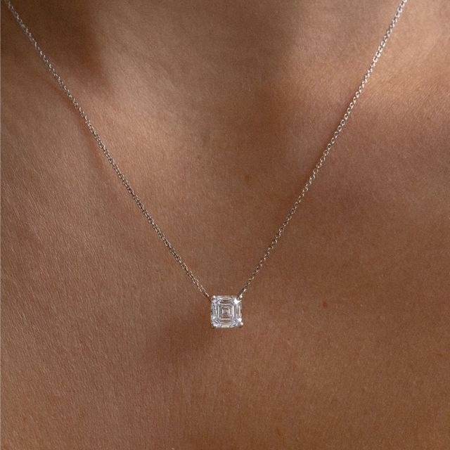 1.48ct Lab Grown Solitaire Asscher Cut Diamond Pendant