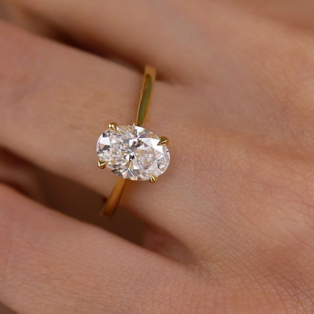 1.50ct Lab Grown Oval Diamond Solitaire Engagement Ring in Yellow Gold - Serena