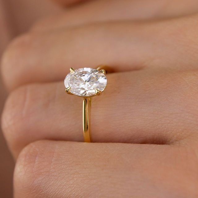 1.50ct Lab Grown Oval Diamond Solitaire Engagement Ring in Yellow Gold - Serena