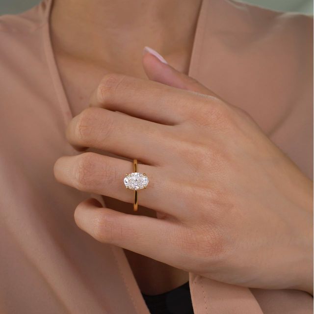 1.50ct Lab Grown Oval Diamond Solitaire Engagement Ring in Yellow Gold - Serena