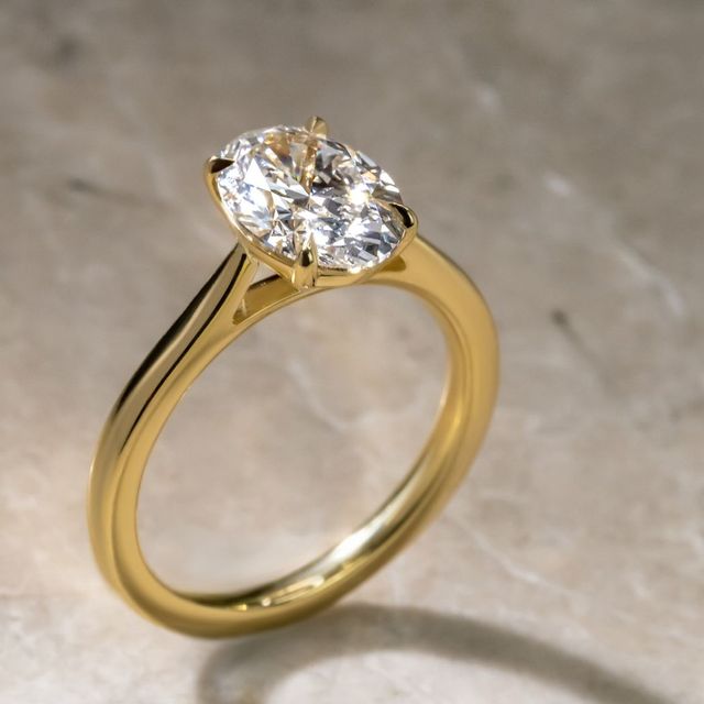 1.50ct Lab Grown Oval Diamond Solitaire Engagement Ring in Yellow Gold - Serena