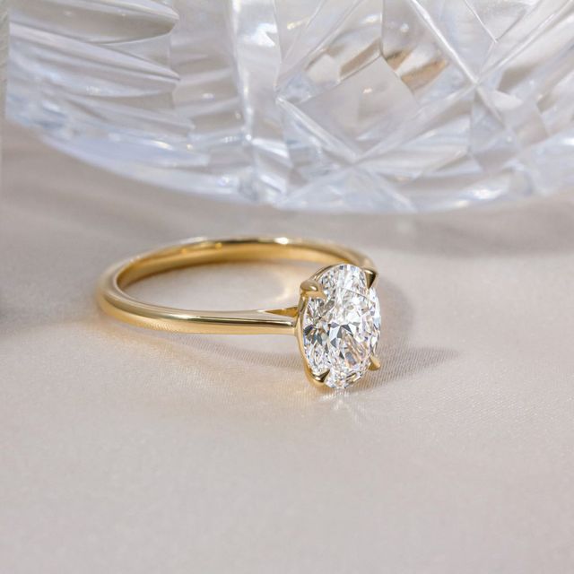 1.50ct Lab Grown Oval Diamond Solitaire Engagement Ring in Yellow Gold - Serena