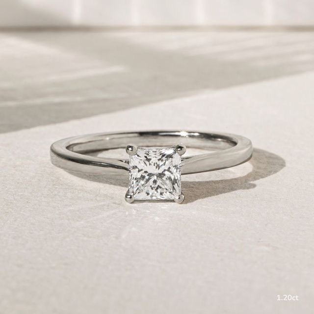 Naomi White Gold Tapered Solitaire Engagement Ring