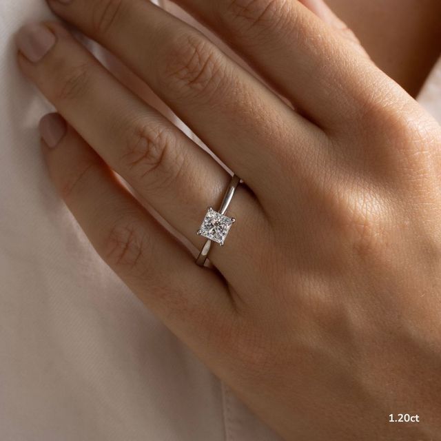 Naomi White Gold Tapered Solitaire Engagement Ring